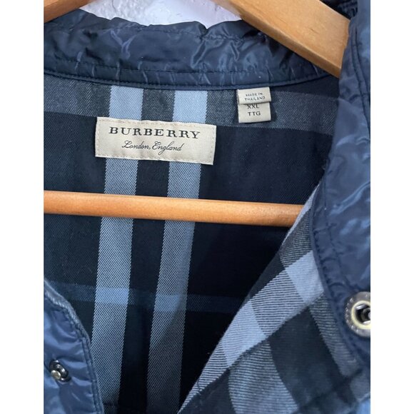 Burberry Mens XXL Quilted Jacket Coat Navy Polyester Cotton CHECK SIZE - Picture 3 of 7